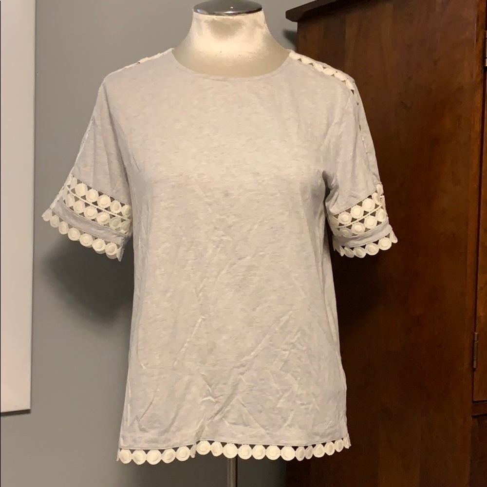 J. Crew Crochet Circle Trim Tee